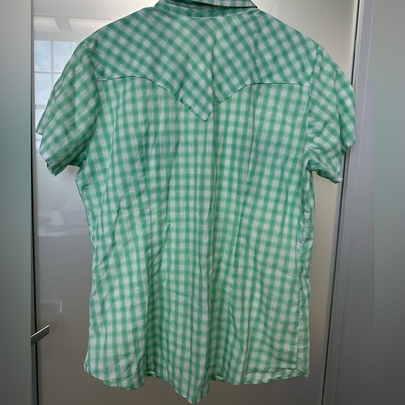 WRANGLER Womens Green/ White Plaid Western Snap Short Sleeve Size XL - Picture 4 of 4